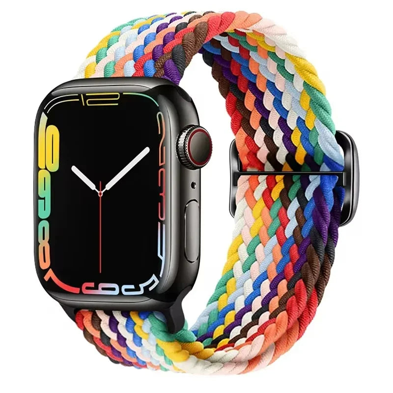 Braided Solo Loop Apple Watch Ultra Band – Elastic Nylon Adjustable Strap for iWatch SE, Series 3–9 (38mm–49mm) Bracelet Band
