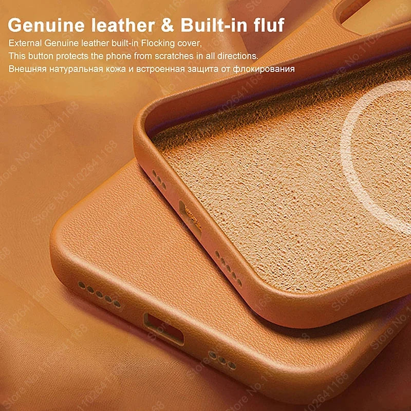iPhone MagSafe Leather Case - Original Animated Cover for iPhone 13/14/15/16 Pro Max with Magnetic Wireless Charging Support