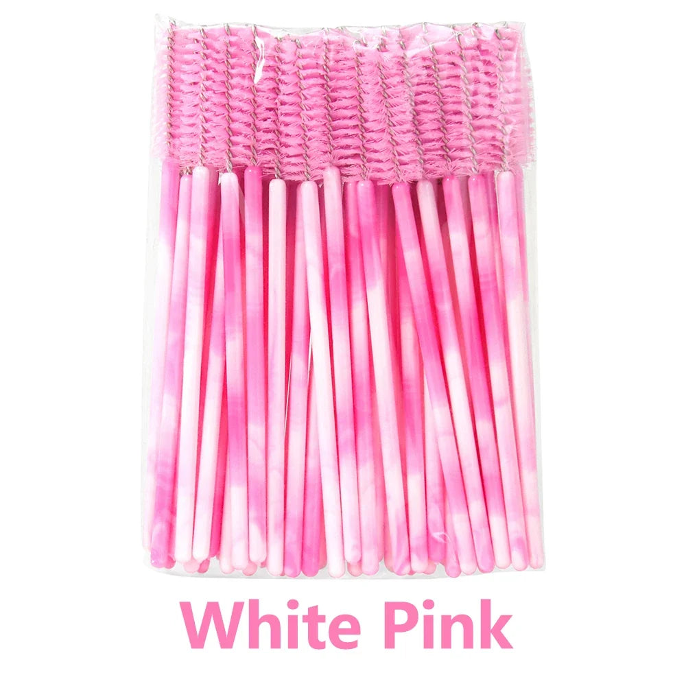 ANNAFRIS 50PCS Disposable Eyelash Brushes - Soft Crystal Lash Extension & Eyebrow Makeup Mascara Wands
