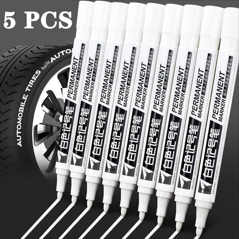 White Marker Pen Set - Waterproof Oil-Based Gel Pens for DIY, Graffiti, Sketching & School Supplies