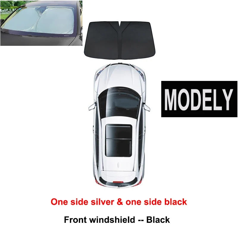 Tesla Model Y 2024 Window Sunshade - Privacy Front & Rear Side Window Shield Cover with UV Protection for Camping & Travel