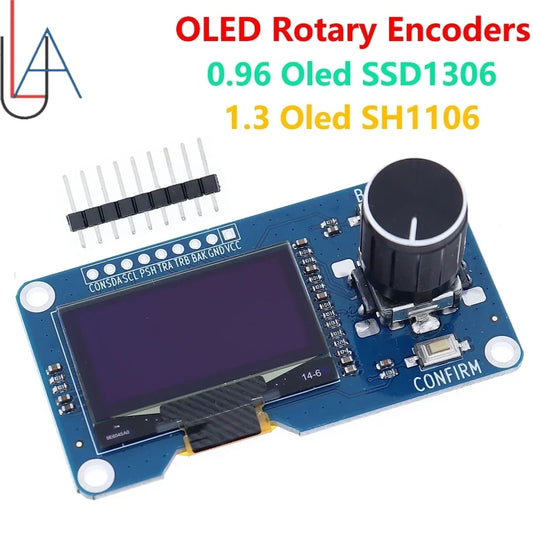 LAUBEI OLED LCD Display Module - 0.96/1.3 Inch IIC Screen with EC11 Rotary Encoder for Arduino DIY Projects
