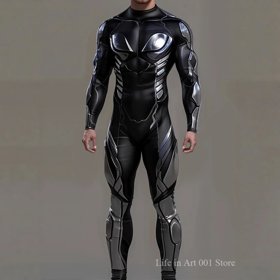 Cyberpunk Mechanical Armor Jumpsuit - Futuristic Steampunk Fighter Cosplay Bodysuit for Halloween & Costume Parties