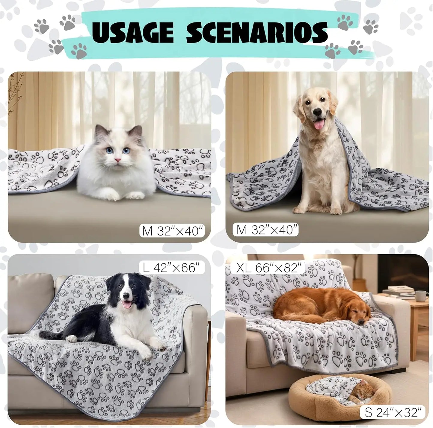 Premium Soft Pet Blanket - Washable Indoor Dog & Cat Throw for Small Medium Large Puppies