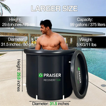 80cm Foldable Cold Plunge Tub - Portable Round Ice Bath & Outdoor Spa for Adults