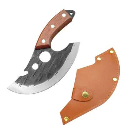 Multifunctional Stainless Steel Kitchen Knife - Forged Meat Cleaver Boning Knife with Bottle Opener and Protective Cover