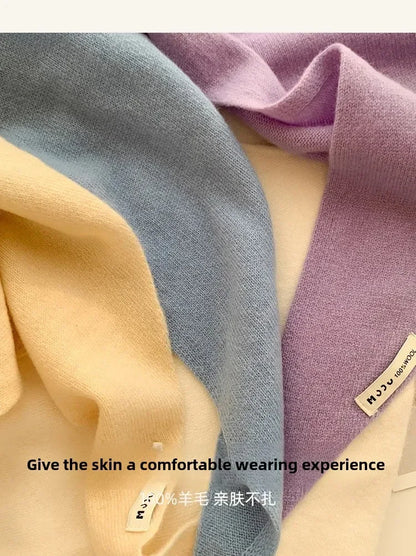 Women’s Wool Triangle Scarf – British Korean Knitted Headscarf & Warm Multi-Functional Wrap