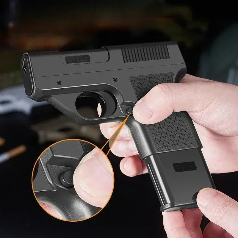 2026 Clip Gun Type Butane Lighter - Windproof Jet Blue Flame Cigarette Holder Gift for Men (No Gas Included)
