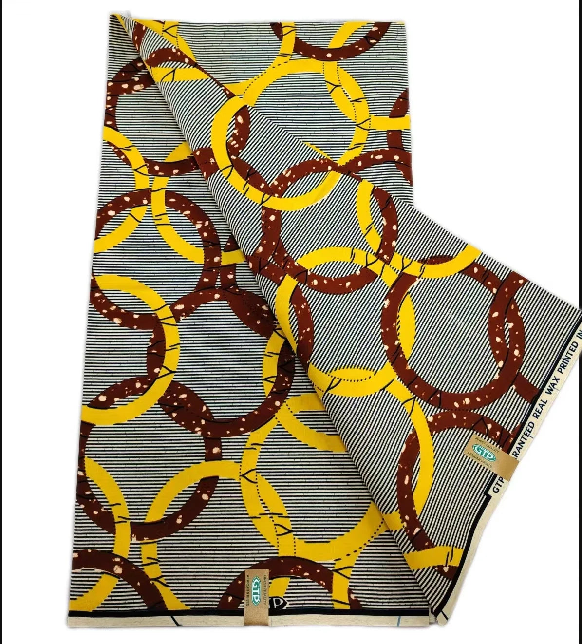 African Wax Print Fabric - High-Quality Cotton Ankara Gold Print Pagne for Wedding & Dress Sewing