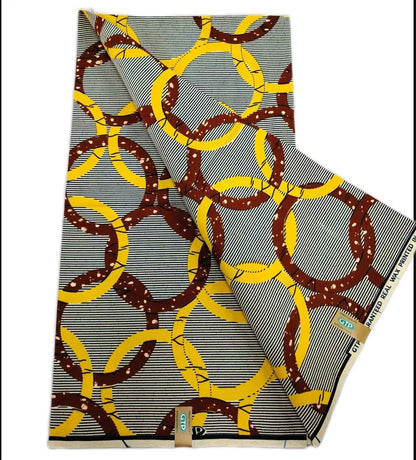African Wax Print Fabric - High-Quality Cotton Ankara Gold Print Pagne for Wedding & Dress Sewing