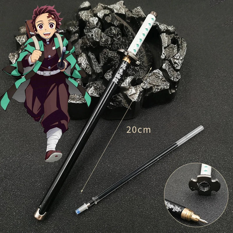 Demon Slayer Gel Pen - 0.5mm Black Ink Anime Sword Design Pen for Students, Cosplay Fans and Gifts