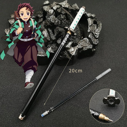 Demon Slayer Gel Pen - 0.5mm Black Ink Anime Sword Design Pen for Students, Cosplay Fans and Gifts