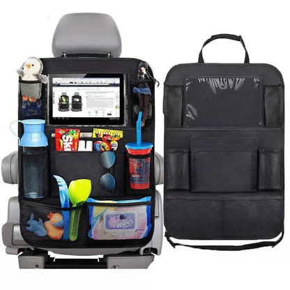 Car Backseat Organizer - Touchscreen Tablet Holder with Storage Pockets & Seat Back Protector