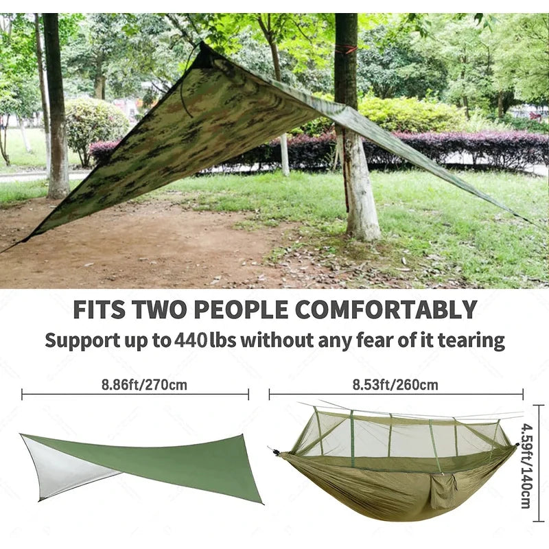 Camping Hammock with Mosquito Net - Waterproof Portable Outdoor Sleeping Shelter for Hiking & Travel