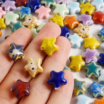 10/20/30PCS Colorful Ceramic Animal Beads – 2mm Hole Clownfish, Turtle, Star & Conch Shell for DIY Jewelry, Bracelets & Crafts