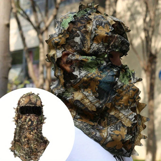 3D Camouflage Leafy Hat - Full Face Hunting Mask Headwear for Turkey Camo, Outdoor Hunting & Tactical Gear