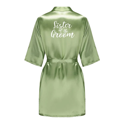 Plus Size Satin Silk Robe for Women - Wedding Bride Bridesmaid Bathrobe Sleepwear in Sage Green
