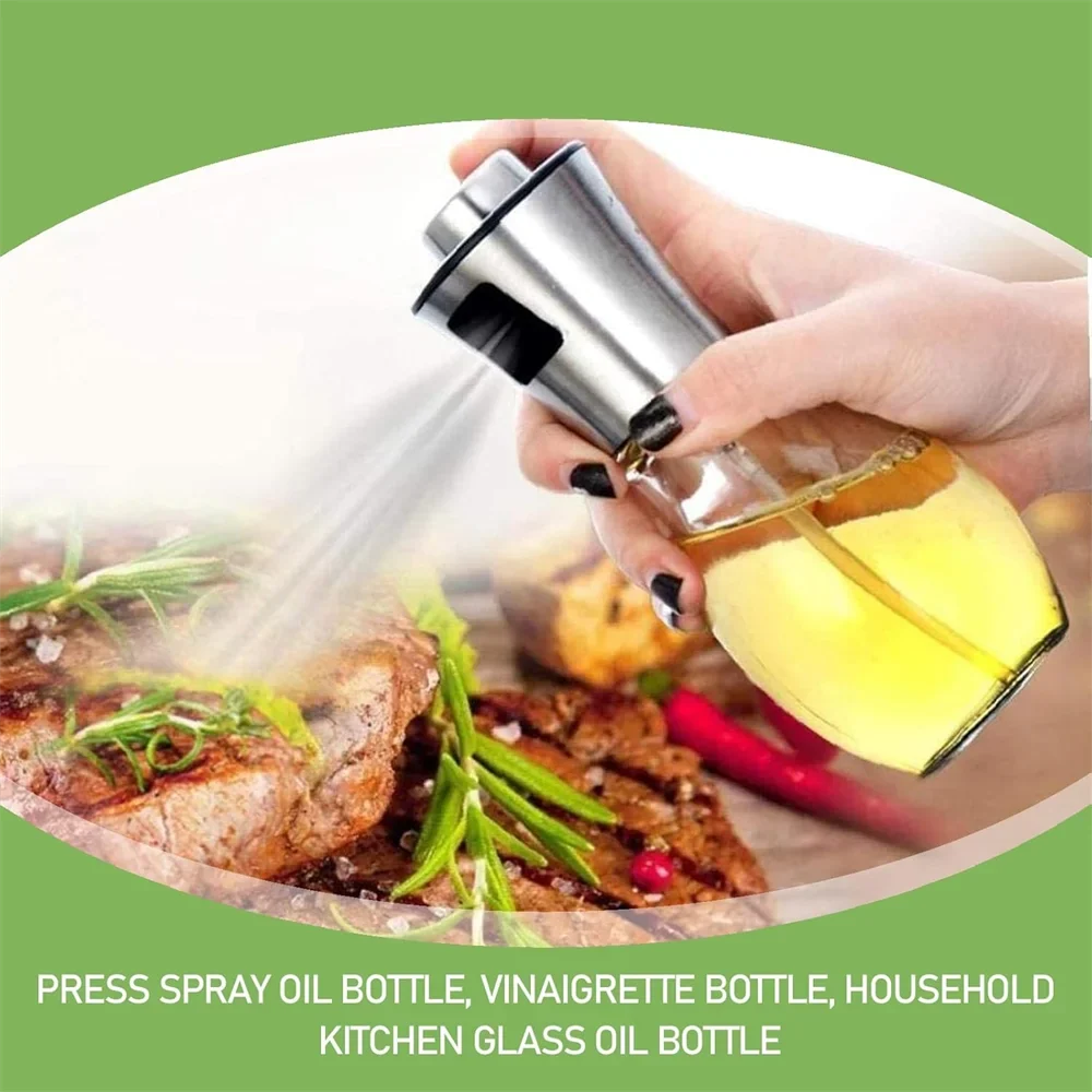 200ML Stainless Steel Oil Sprayer - Precise Glass Cooking Spray Bottle with Funnel for Kitchen Use