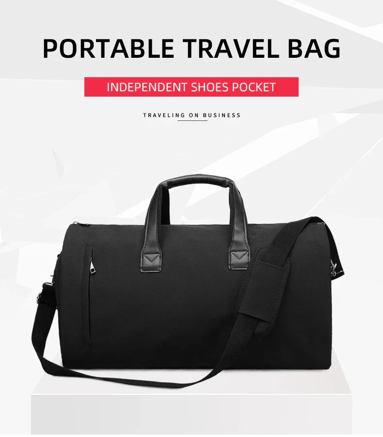 Convertible Garment Bag for Travel - Large Capacity Duffel with Shoe Pouch for Weekend & Business Trips (XM130)