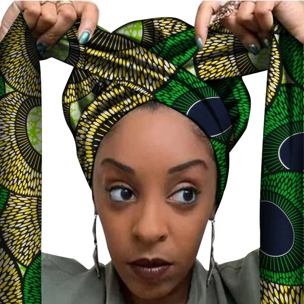 African Print Bonnet with Long Ribbon - Large Size Ankara Hair Wrap Cap for Women, Single Layer Head Cover