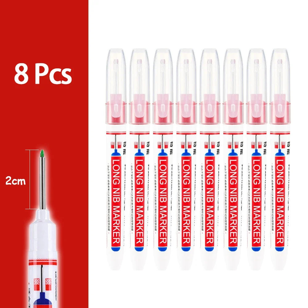 2cm Waterproof Deep Hole Marker Pen - Long Head Carpenter Markers for Metal Woodworking Tools 4-80pcs
