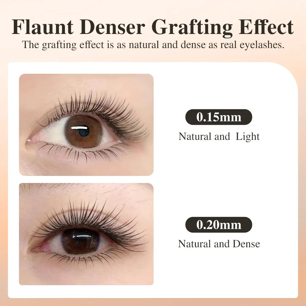 NAGARAKU Flat Ellipse Eyelashes — Matte Gray & Black Super Soft Natural Split-Tip Extension Lashes