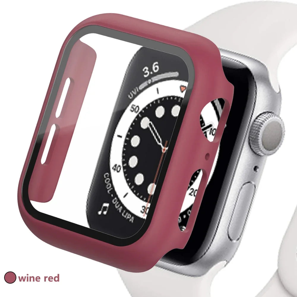 Tempered Glass Screen Protector Case for Apple Watch - Series 8 7 6 SE 5 4 3 Protective Cover Accessories 41mm 40mm 44mm 45mm 42mm
