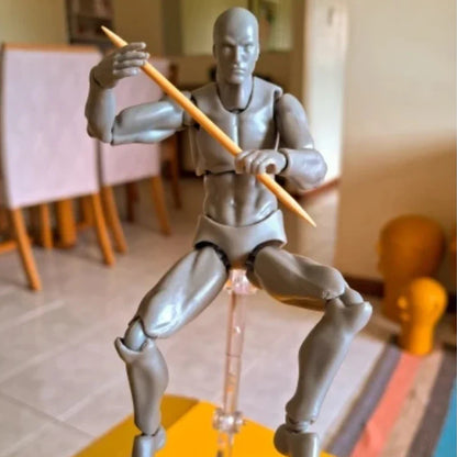 13cm Wooden Art Mannequin Figure – Male & Female Movable Body Drawing Model for Sketching, Painting & Anime Pose Reference