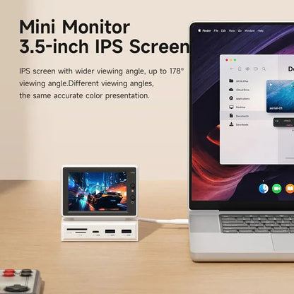 Hagibis 3.5-inch IPS Mini Screen AIDA64 Data Monitor – CPU, RAM, HDD Display Sub-Screen with USB-C Hub for Laptop & MacBook