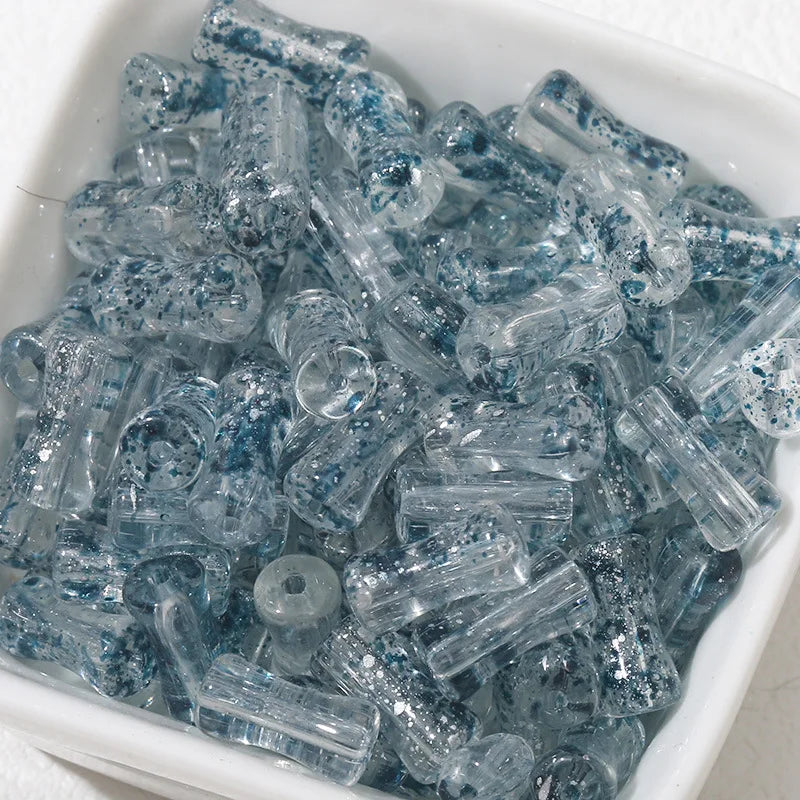 30PCS Green Glass Bamboo Beads - Jade Tube Shape Loose Beads for DIY Bracelet, Necklace & Jewelry Making Accessories