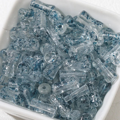 30PCS Green Glass Bamboo Beads - Jade Tube Shape Loose Beads for DIY Bracelet, Necklace & Jewelry Making Accessories