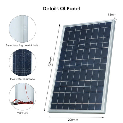 300W/600W Solar Panel Kit - 12V Solar Battery Charger with 100A Charge Controller for Home, RV, Camping & Car