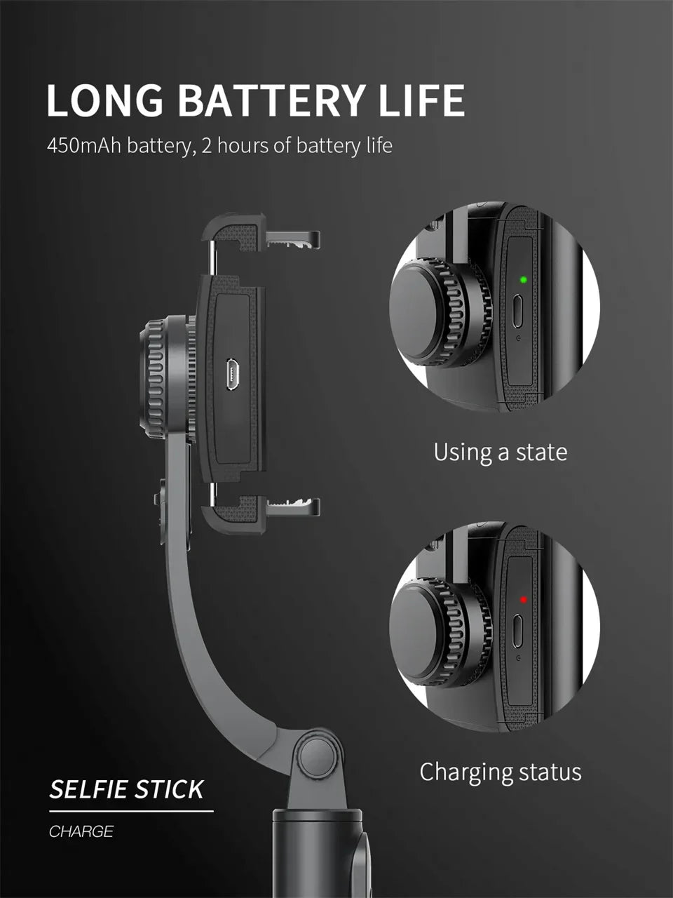 Q08 Handheld Gimbal Stabilizer with Selfie Stick & Fill Light – Bluetooth Tripod for Smartphone & Action Camera