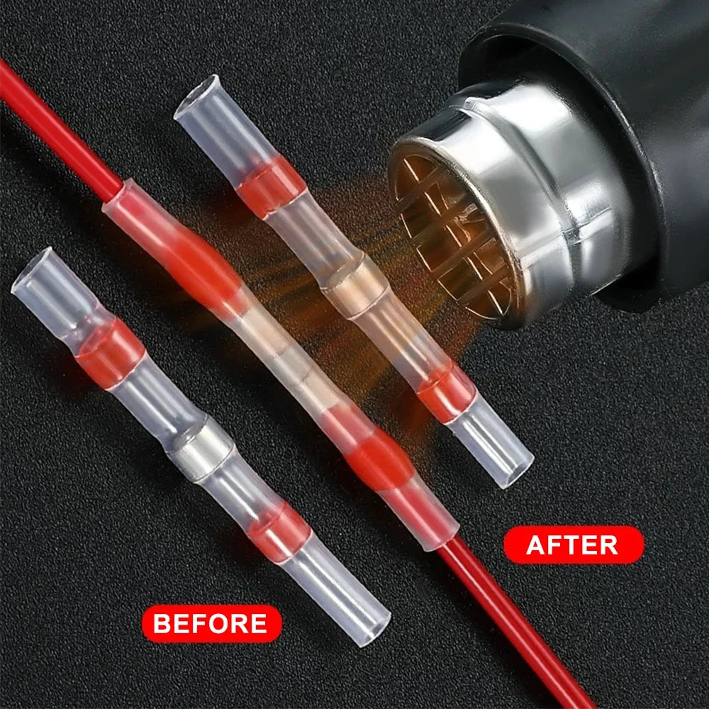 Waterproof Solder Seal Wire Connectors - Heat Shrink Tube Butt Splice Terminals for Secure Electrical Cable Connections
