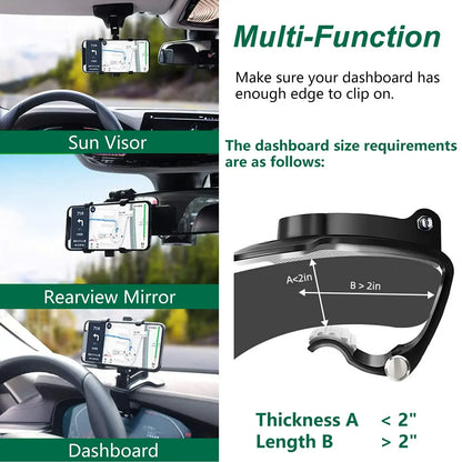 Universal Car Phone Holder Stand - 360° Rotating Dashboard GPS Mount Clip for iPhone and Smartphones