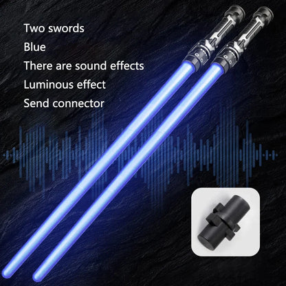 Colorful LED Lightsaber Toy - Telescopic Double Sword with Music & Flashing Effects for Kids, Cosplay & Party Fun