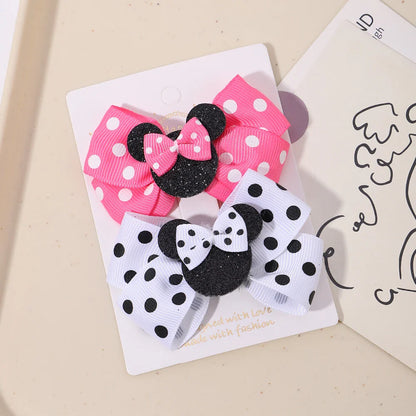 2pcs/Set Girls Polka Dot Bow Hair Clips – Cute Toddler Cartoon Hairpins, Baby Boutique Hair Accessories