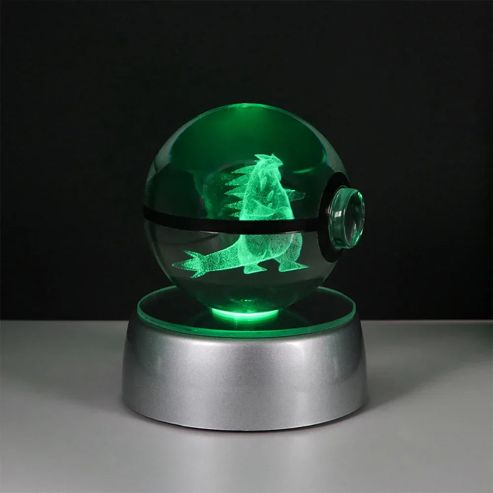 Pokemon Crystal Ball Night Light – Pikachu, Gengar, Eevee, Mewtwo & Lucario LED Pokeball, Kids Birthday Gift & Home Decor