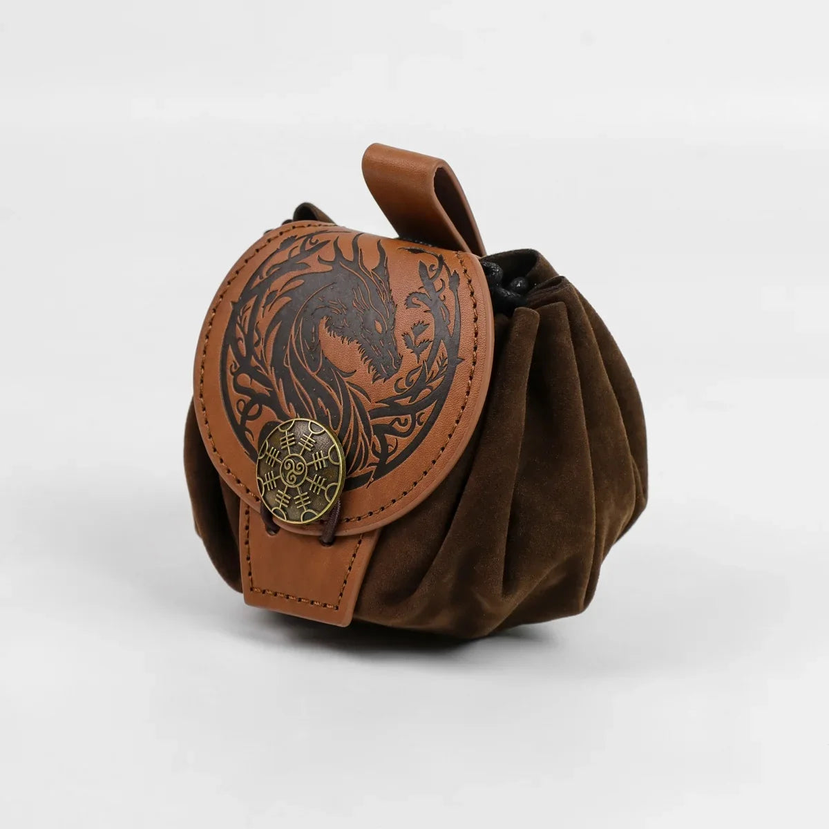 Medieval Faux Leather Waist Bag - Retro Drawstring Belt Pouch for Outdoor Wear, Cosplay and Coin Storage