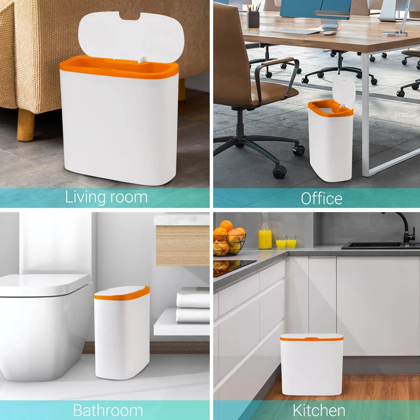 Automatic Touchless Bathroom Trash Can – Motion Sensor Waterproof Slim Garbage Bin for Kitchen & Bedroom
