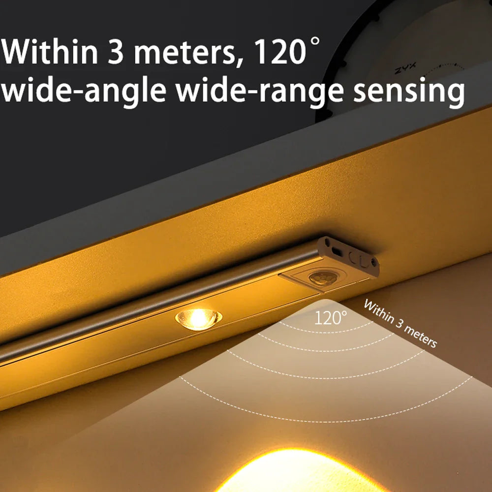 PZSUNLY USB Rechargeable Motion Sensor LED Cabinet Light - Kitchen Wardrobe Lighting in Various Sizes: 20cm/30cm/40cm/60cm/80cm