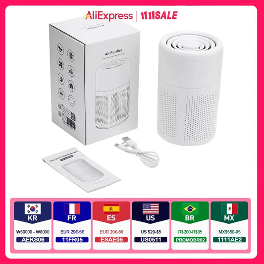 Portable Mini Air Purifier - Desktop HEPA Filter Air Cleaner for Home Office with Fresh Air and Odor Removal