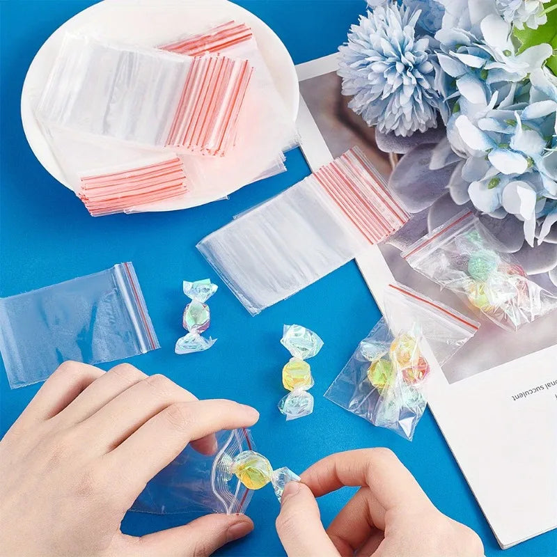 500/100pcs Self-Seal Transparent Plastic Bags – Storage Pouches for Jewelry, Food, Pills, Wholesale