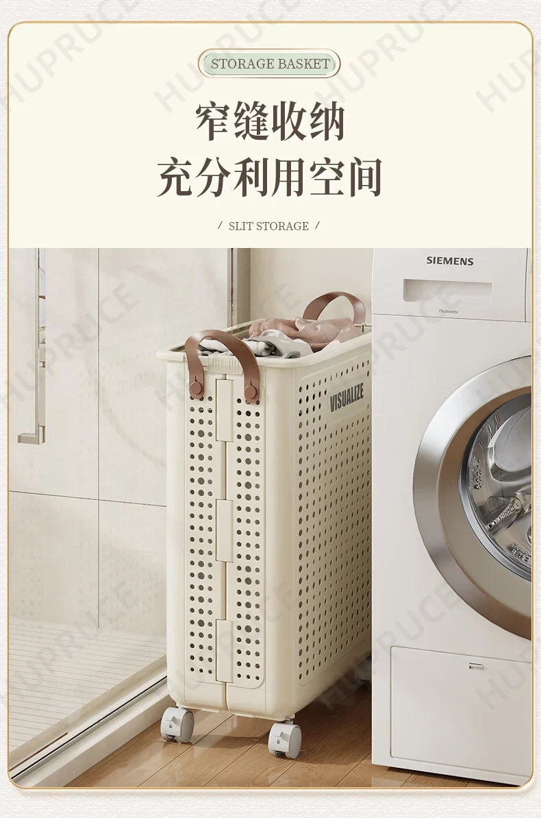 Foldable Laundry Hamper with Wheels — Portable Clothes Basket for Washing & Storage