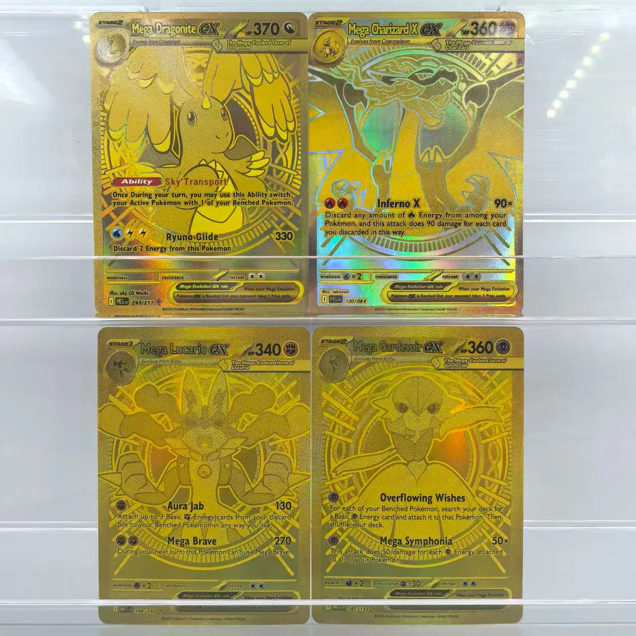 2025 Pokémon English Collection Cards Set – MEGA Dragonite, Charizard, Lucario & Gardevoir EX Anime Trading Cards Gift Toys