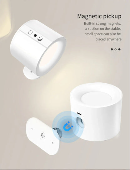 LED Wall Sconces Light – Touch Control Double Head Wall Lamp, 360° Rotatable, 3 Colors, Wireless Night Lights for Bedroom
