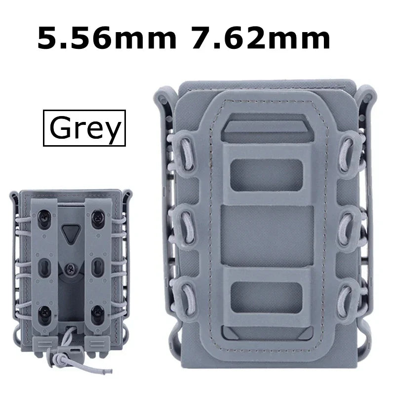 5.56mm & 7.62mm Tactical Fast Mag Pouch - MOLLE Belt Clip Soft Shell Rifle & 9mm Magazine Carrier
