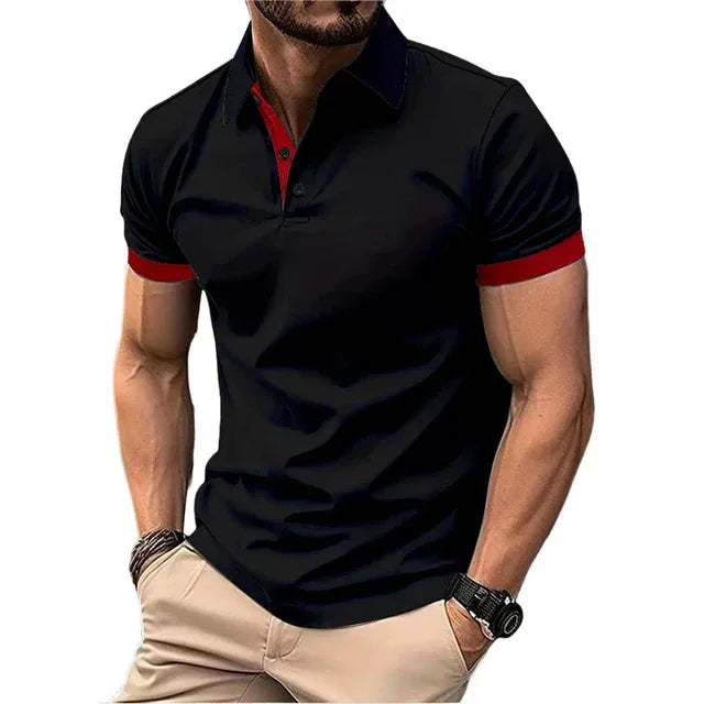 Men's Color Block Polo Shirt - Casual Slim Fit England Style Short Sleeve Streetwear Polo