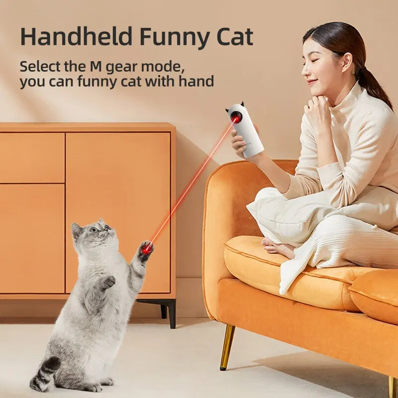 ROJECO Automatic Cat Toy - Interactive LED Laser Pet Teaser - Handheld Electronic Toy for Cats and Dogs - Indoor Playtime Fun