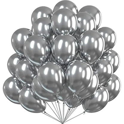 12 Inch Color Metal Confetti Balloons - Gold and Silver Round Latex Balloons for Anniversary, Wedding, and Birthday Party Decor